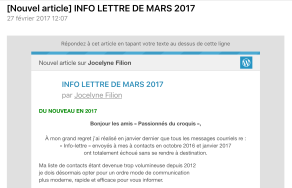 Info Lettre Mars 2017 en raccourci